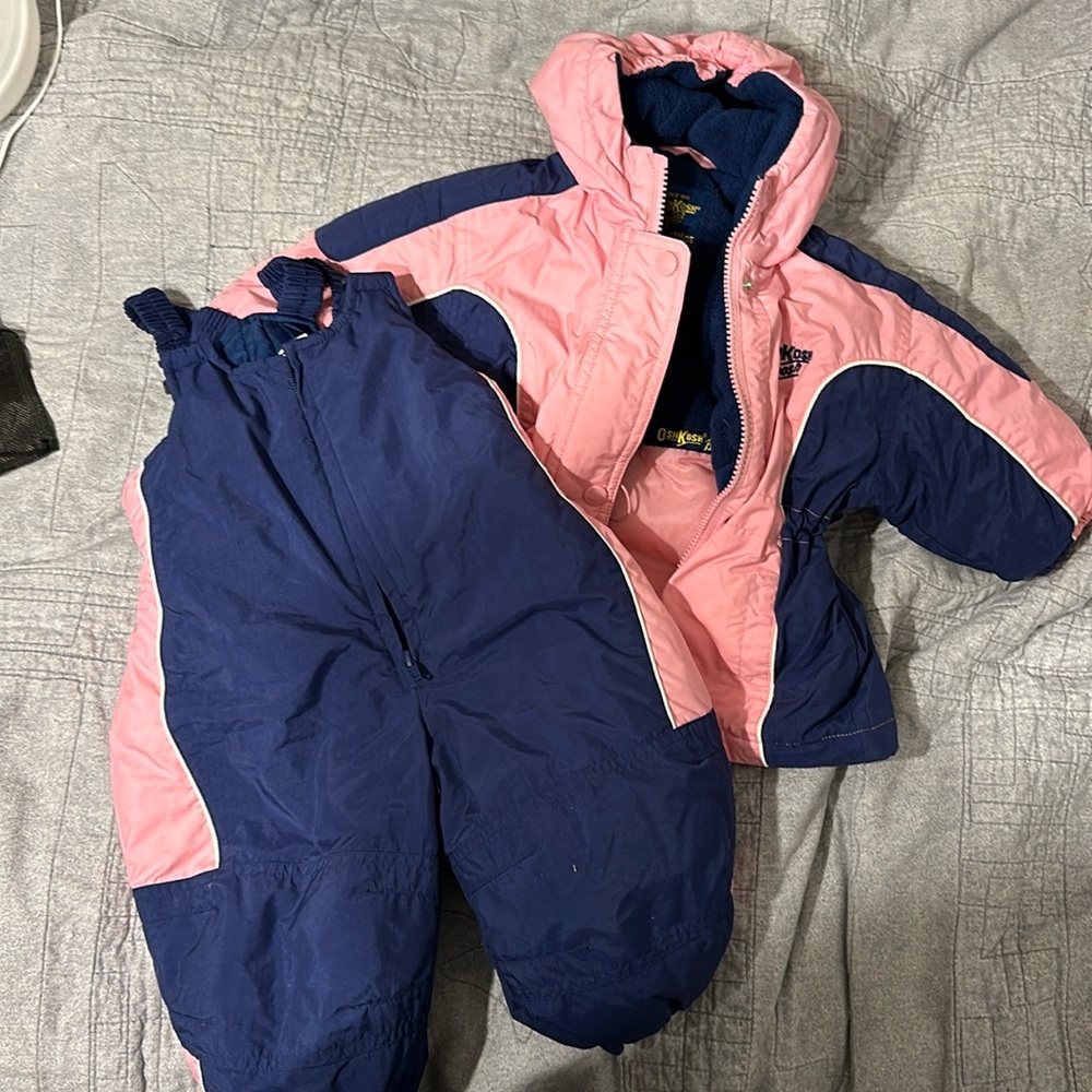 Pink/ Blue Snow Suit and Matching Coat size 12 month
